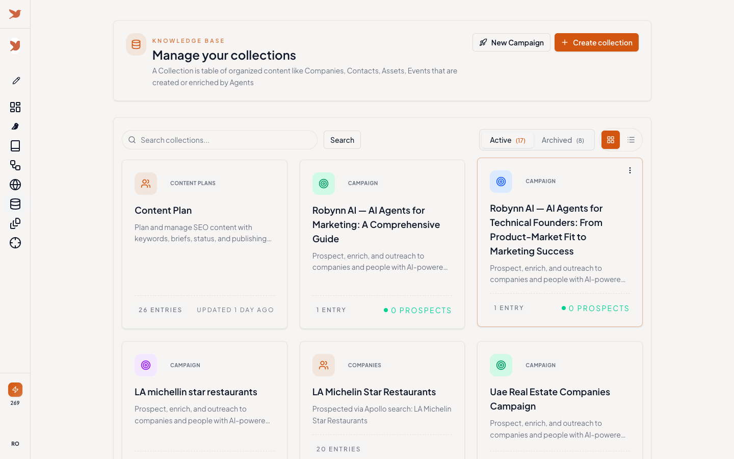 Table Collections for campaigns and bulk workflows